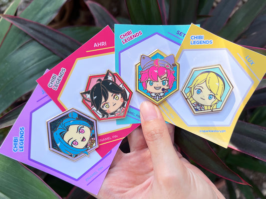 Chibi Legends Pins - Set 1 (Ahri, Lux, Sett, Jinx)