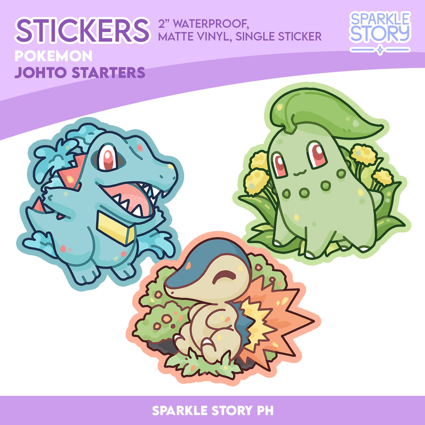 Silver Gold Johto Starters - Stickers